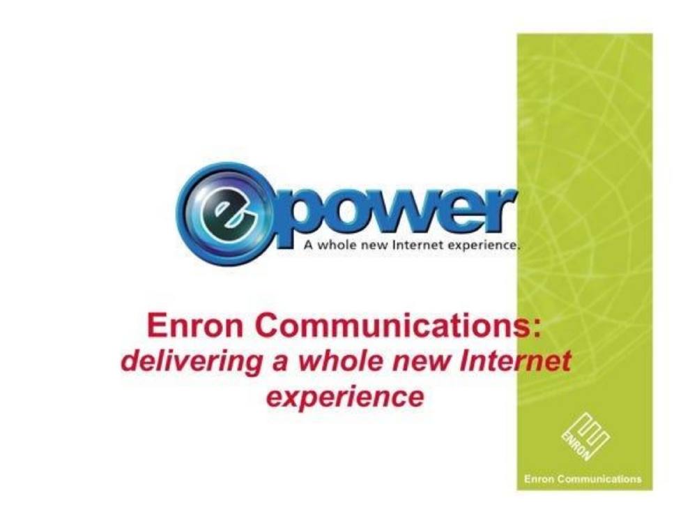 Enron pitch deck, cover slide