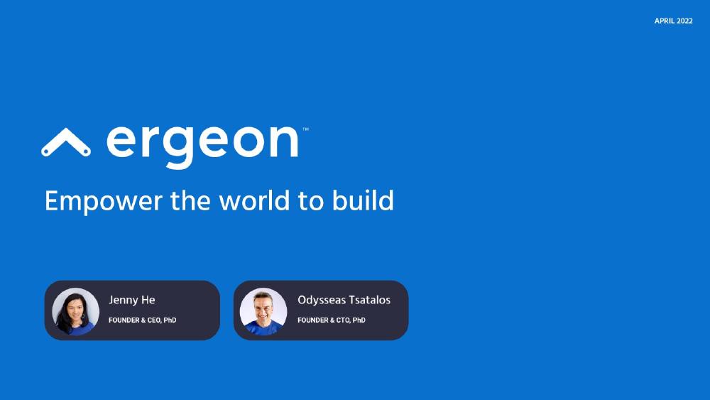 Ergeon pitch deck, cover slide