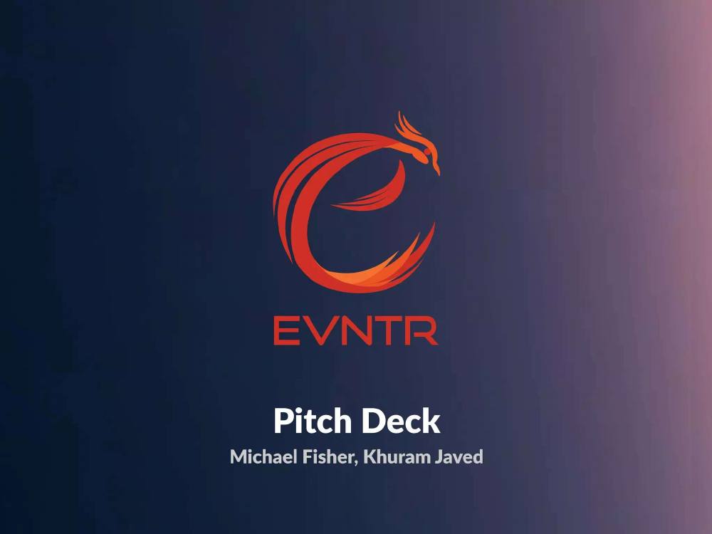 Evntr pitch deck, cover slide