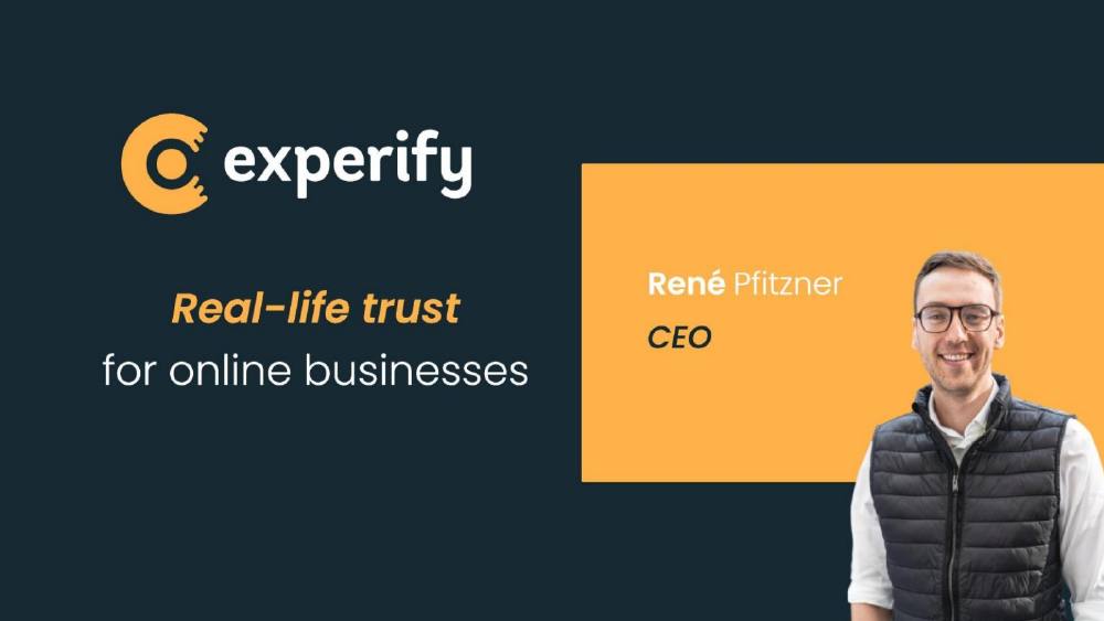 Experify pitch deck, cover slide