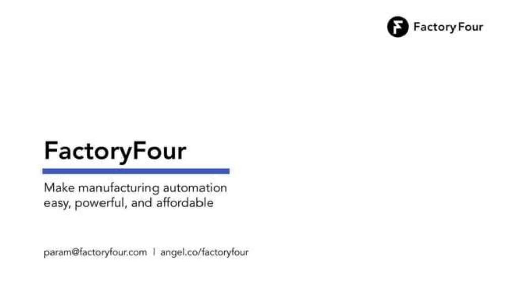 FactoryFour pitch deck, cover slide