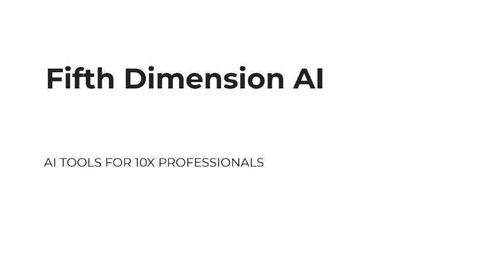 Fifth Dimension AI pitch deck, cover slide