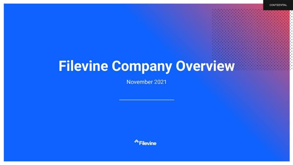 Filevine pitch deck, cover slide