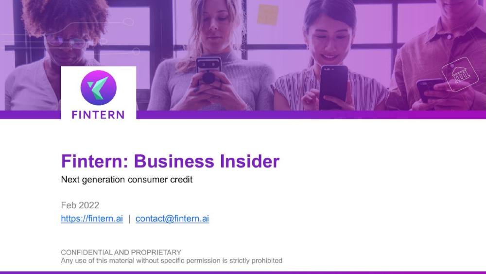 Fintern pitch deck, cover slide