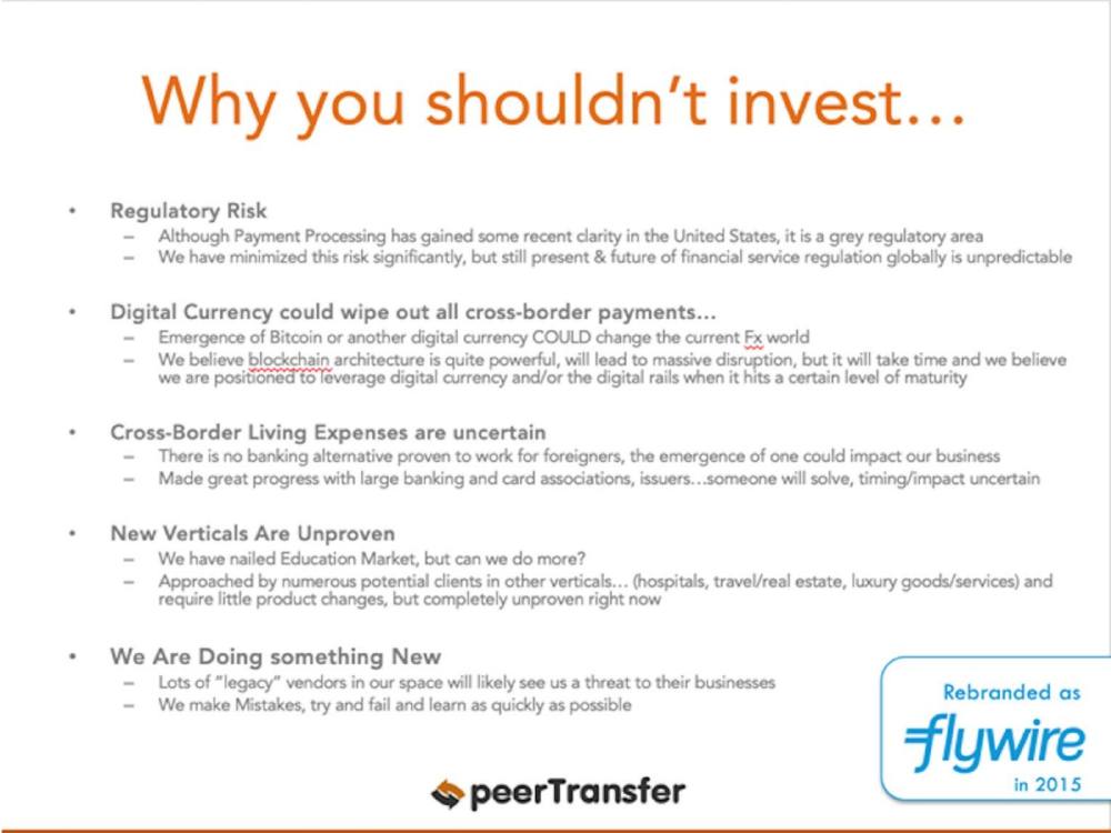 Flywire pitch deck, cover slide