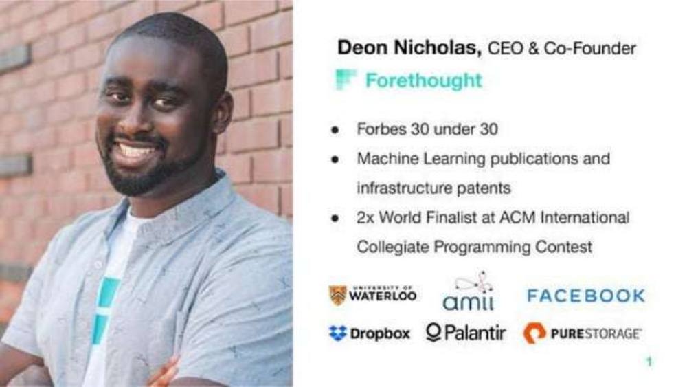 Forethought pitch deck, cover slide