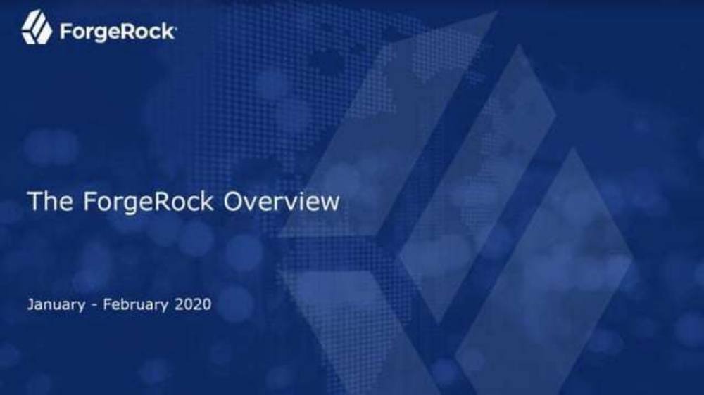 ForgeRock pitch deck, cover slide