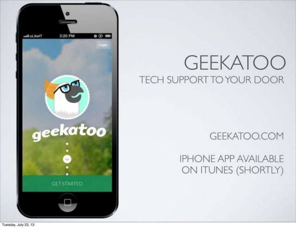 Geekatoo pitch deck, cover slide