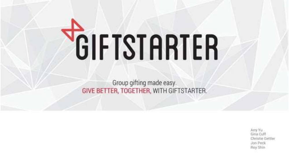 GiftStarter pitch deck, cover slide