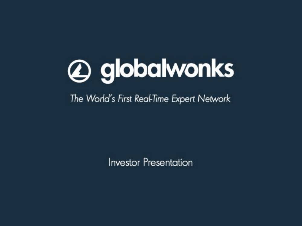 GlobalWonks pitch deck, cover slide