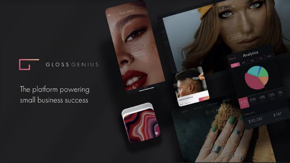 GlossGenius pitch deck, cover slide