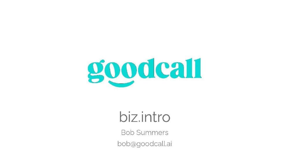 Goodcall pitch deck, cover slide