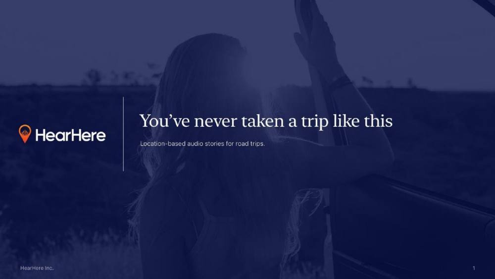 HearHere pitch deck, cover slide