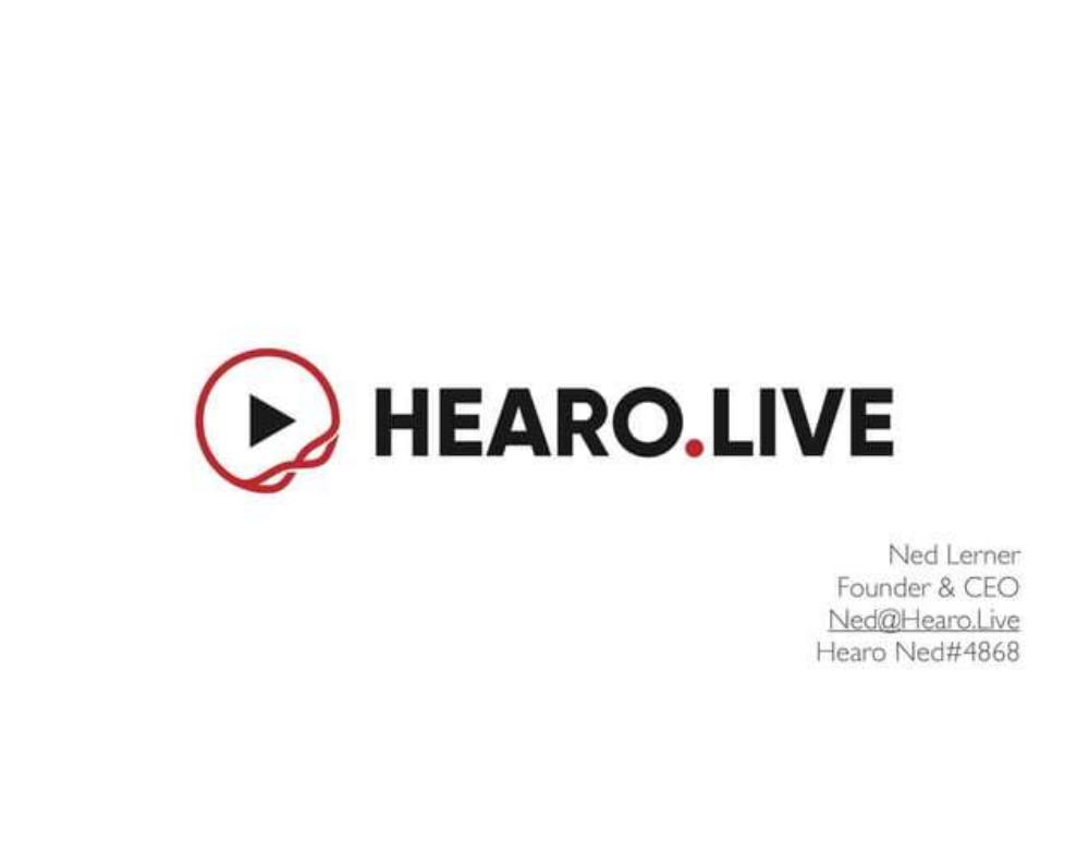 hearoLIVE pitch deck, cover slide
