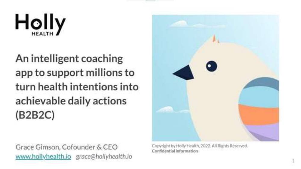 Holly Health pitch deck, cover slide