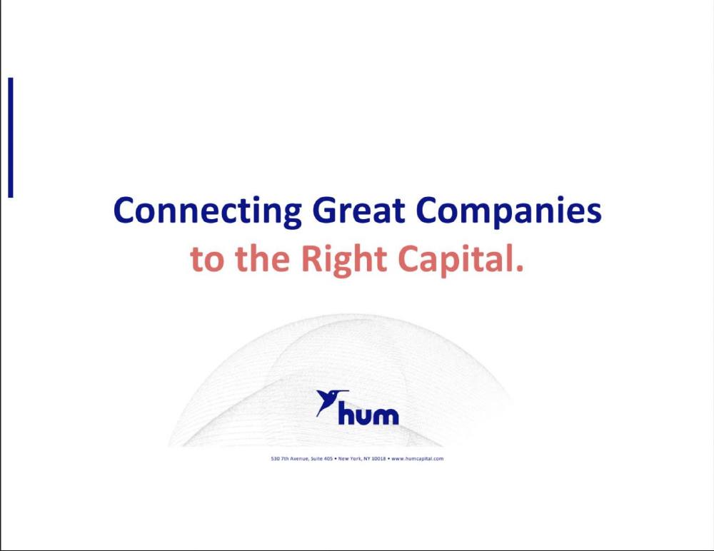 Hum Capital pitch deck, cover slide