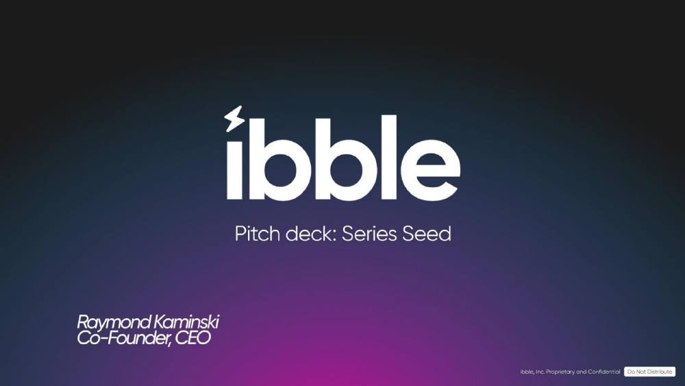Ibble pitch deck, cover slide