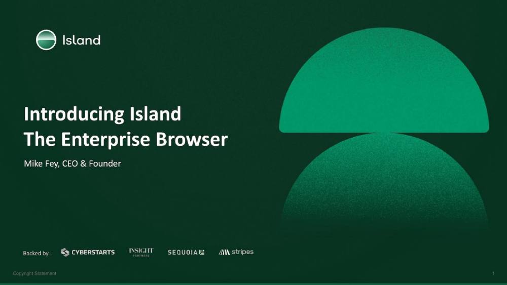 Island pitch deck, cover slide