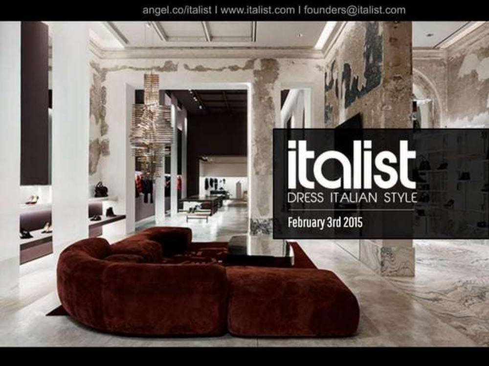 Italist pitch deck, cover slide