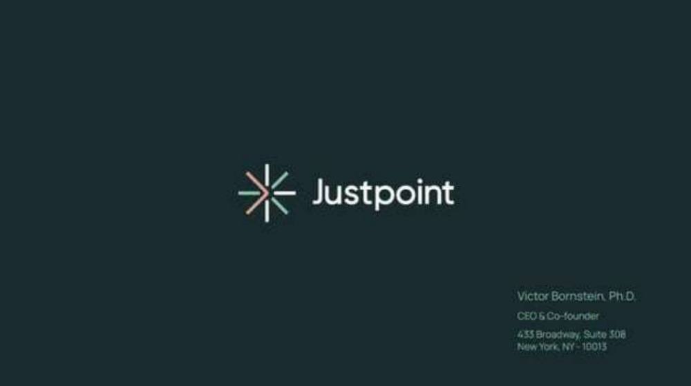 Justpoint pitch deck, cover slide