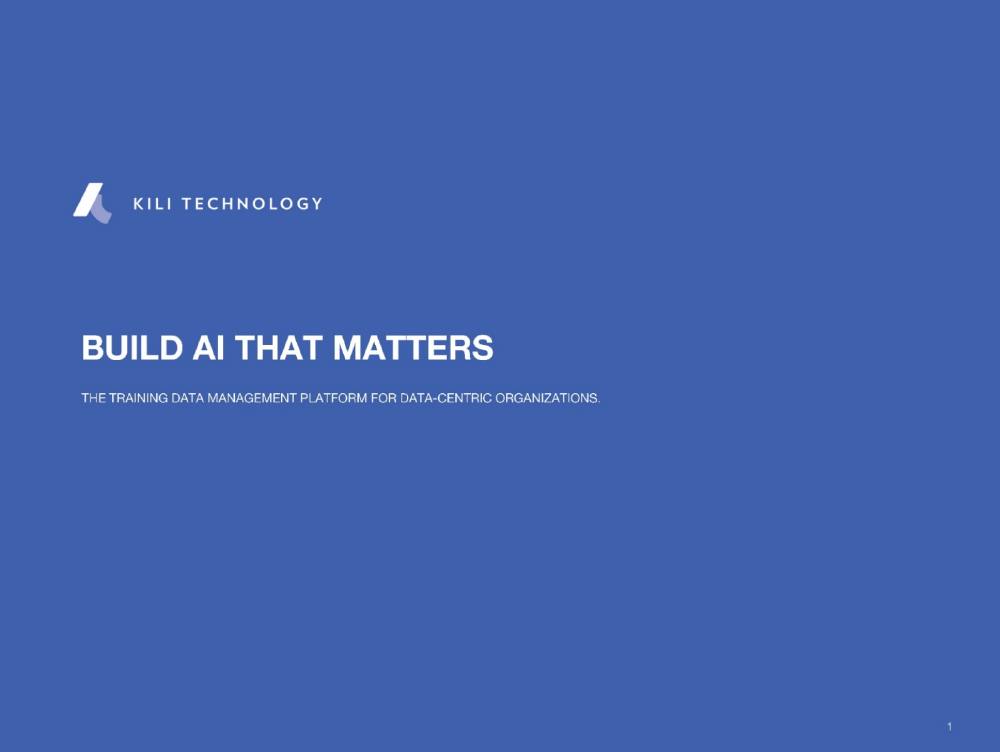 Kili Technology pitch deck, cover slide