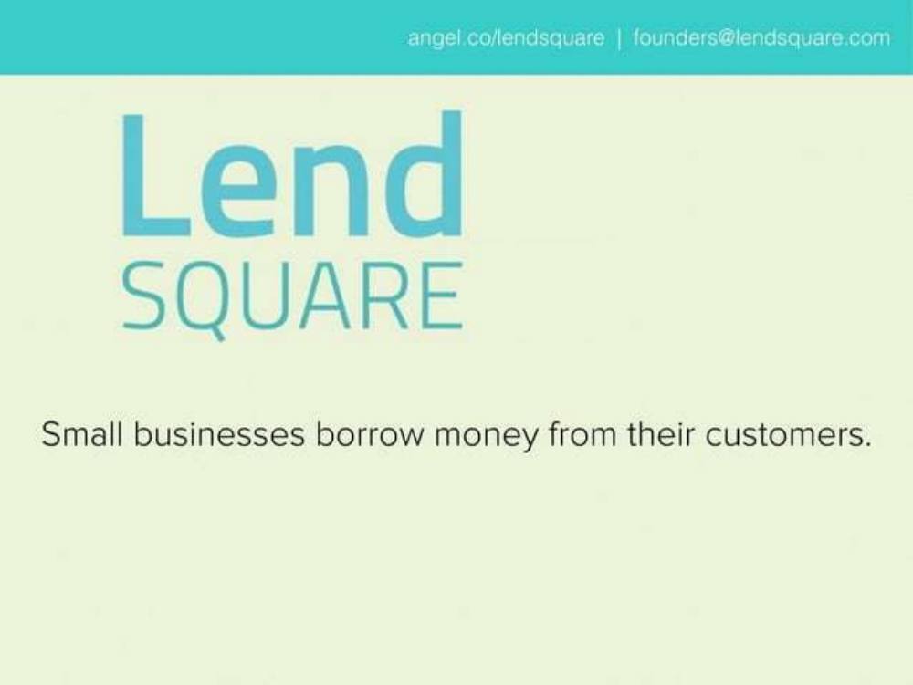 Lendsquare pitch deck, cover slide