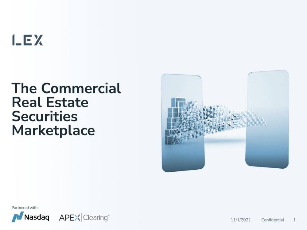 LEX Markets pitch deck, cover slide