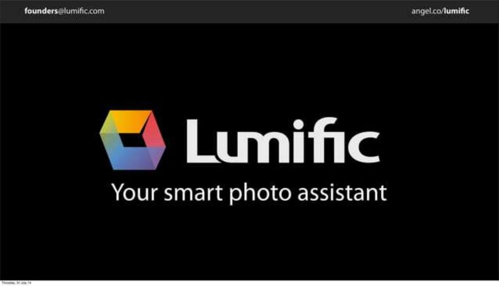 Lumific pitch deck, cover slide