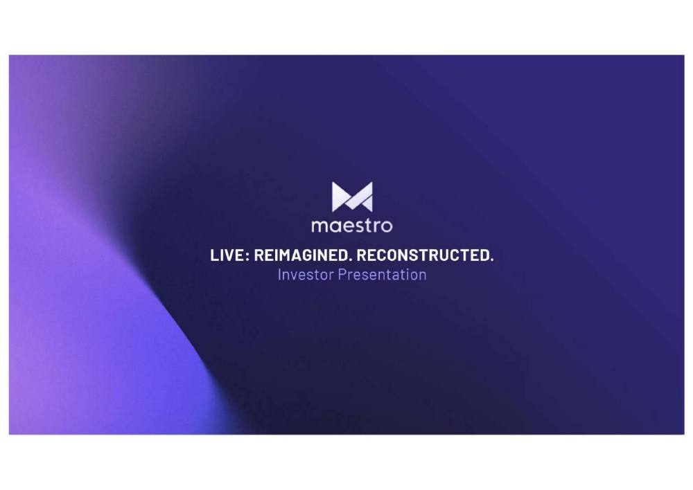 Maestro pitch deck, cover slide