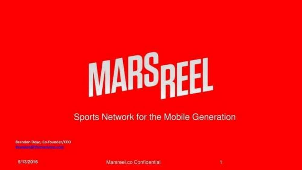 Mars Reel pitch deck, cover slide