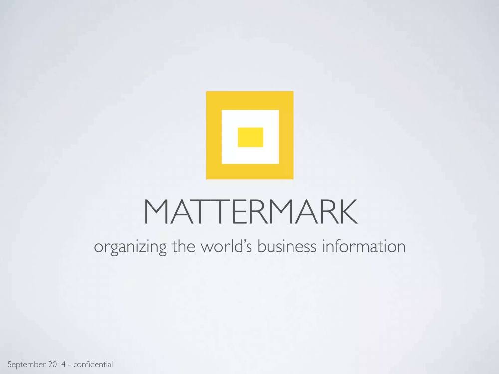 Mattermark pitch deck, cover slide