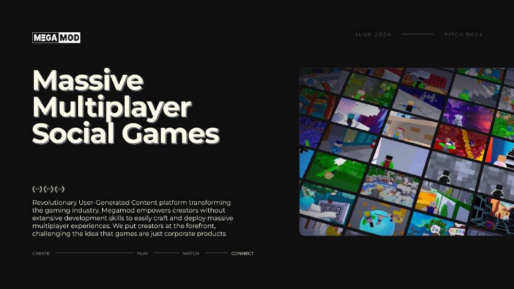 MegaMod pitch deck, cover slide