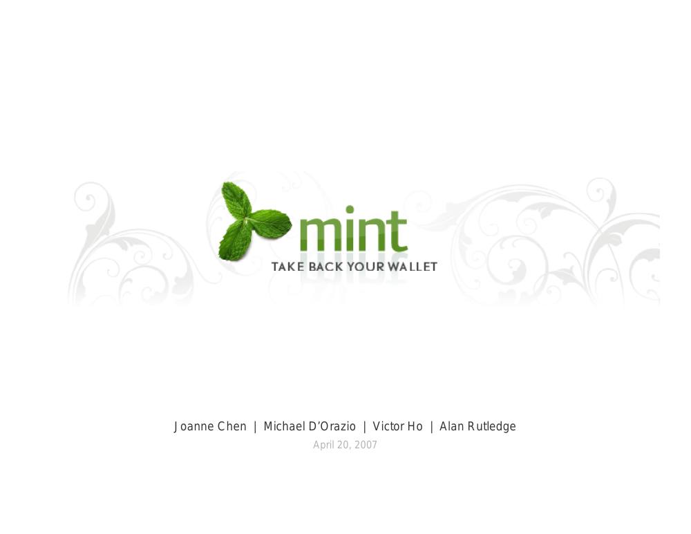 Mint pitch deck, cover slide