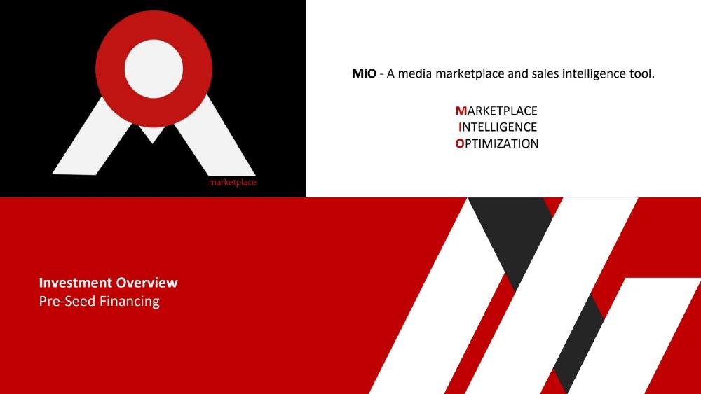 MiO Marketplace pitch deck, cover slide