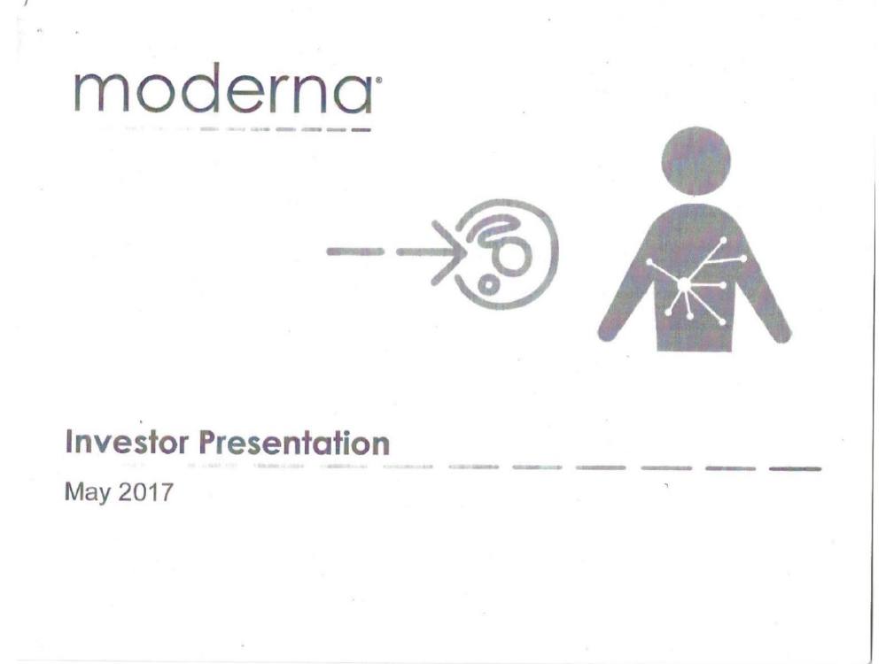 Moderna pitch deck, cover slide