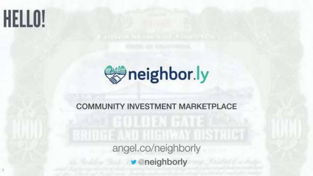 Neighbor.ly pitch deck, cover slide