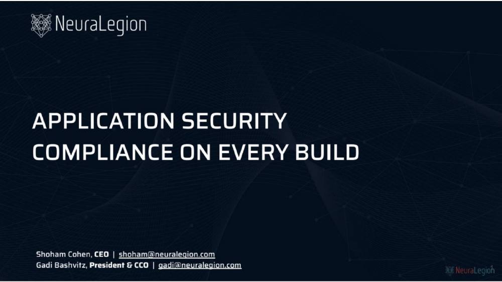 NeuraLegion pitch deck, cover slide