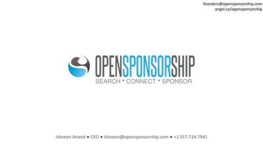 OpenSponsorship pitch deck, cover slide