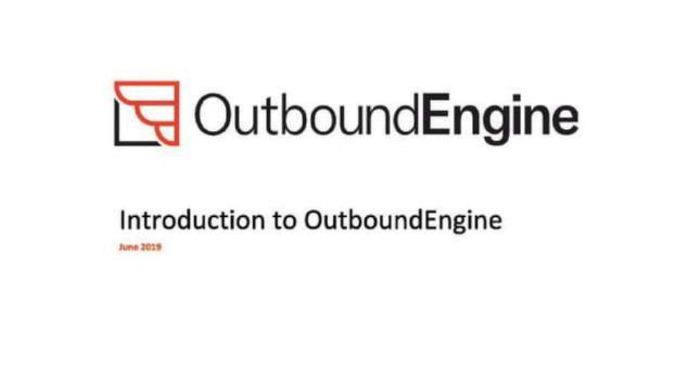 OutboundEngine pitch deck, cover slide
