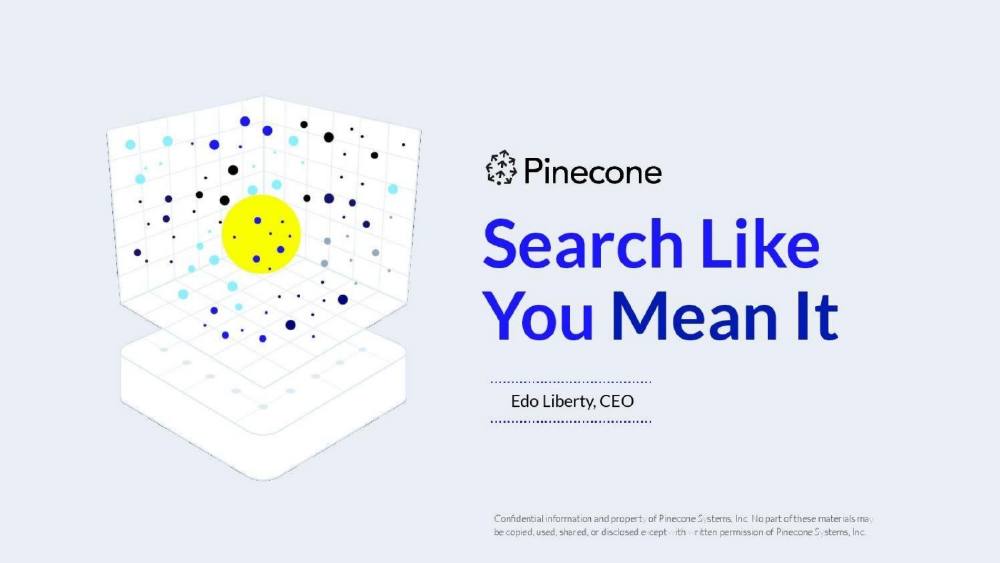 Pinecone pitch deck, cover slide