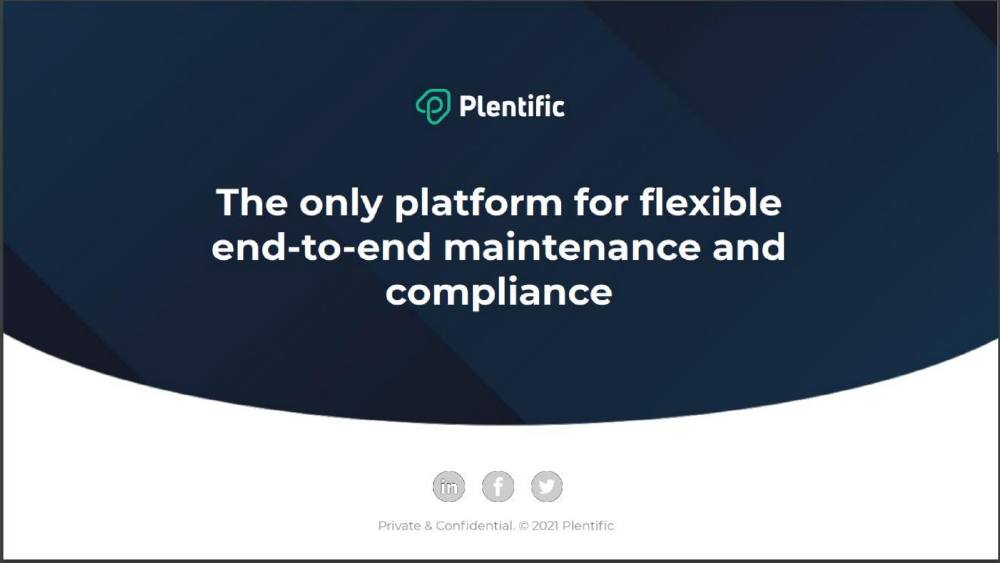 Plentific pitch deck, cover slide