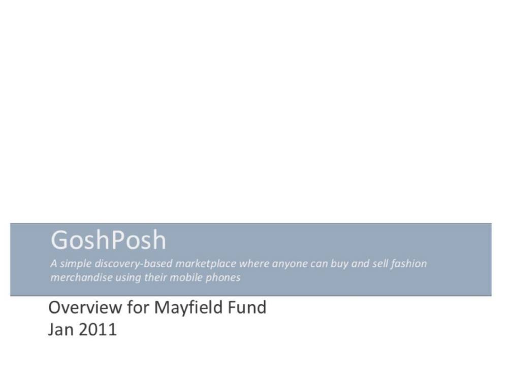 Poshmark pitch deck, cover slide