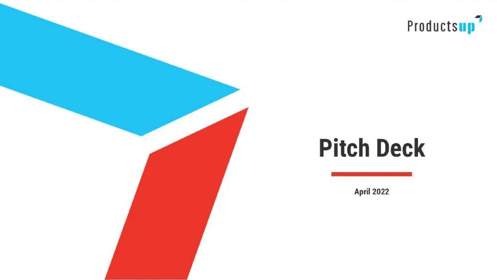 Productsup pitch deck, cover slide