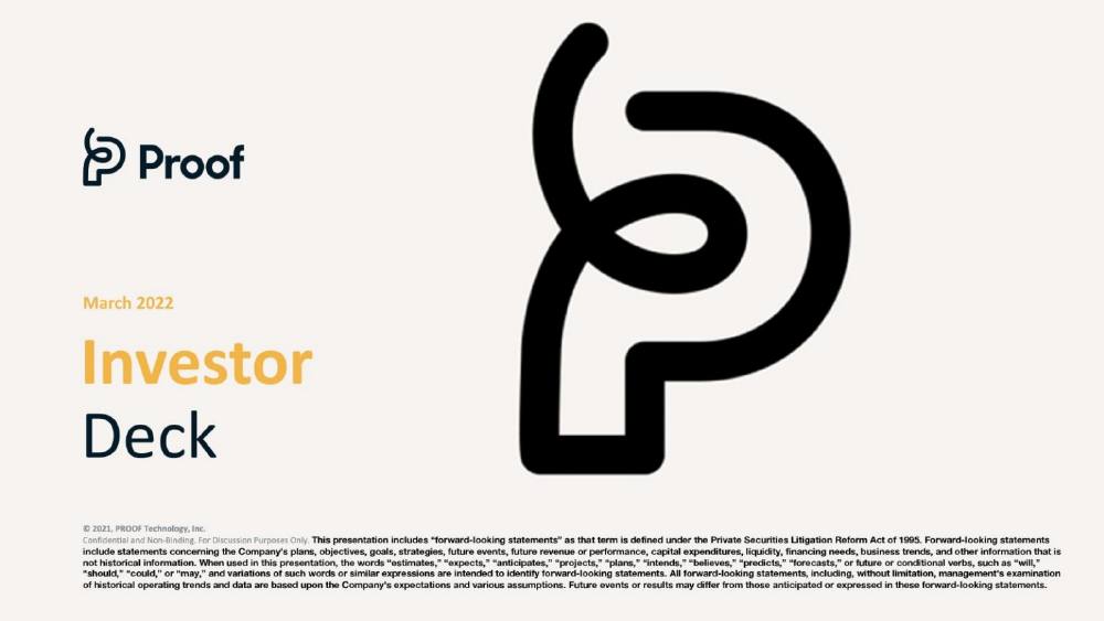 Proof Technology pitch deck, cover slide
