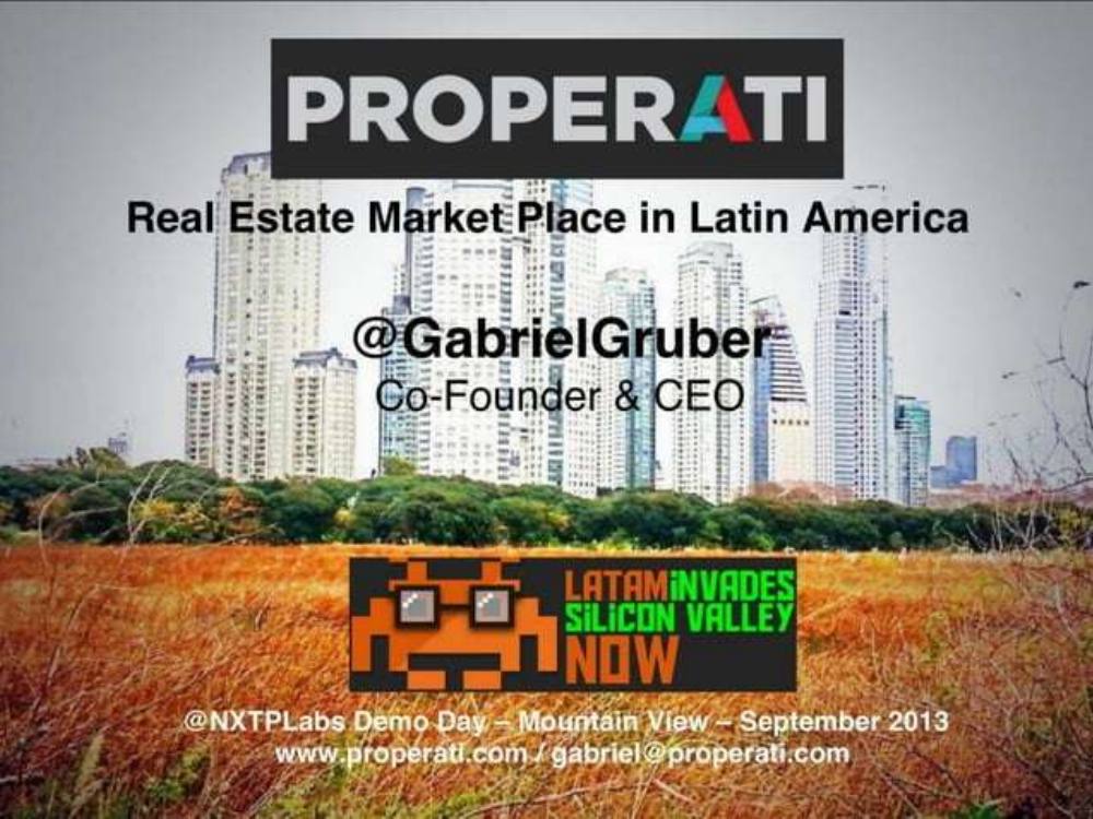 Properati pitch deck, cover slide