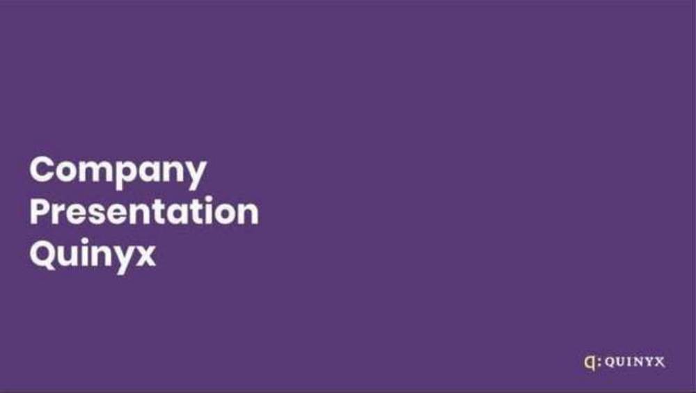 Quinyx pitch deck, cover slide