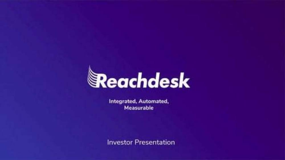 Reachdesk pitch deck, cover slide