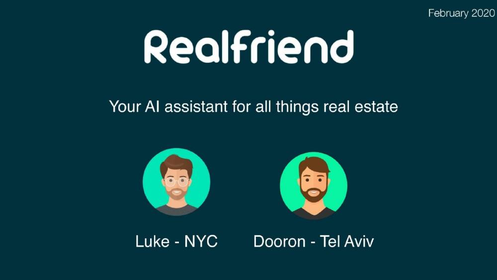 RealFriend pitch deck, cover slide