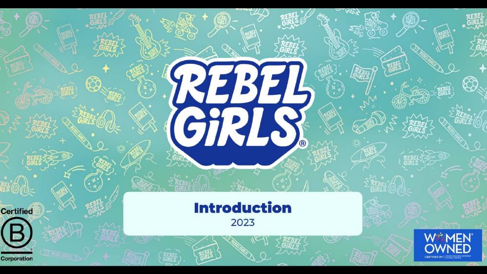 Rebel Girls pitch deck, cover slide