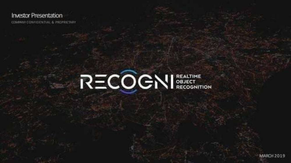 Recogni pitch deck, cover slide
